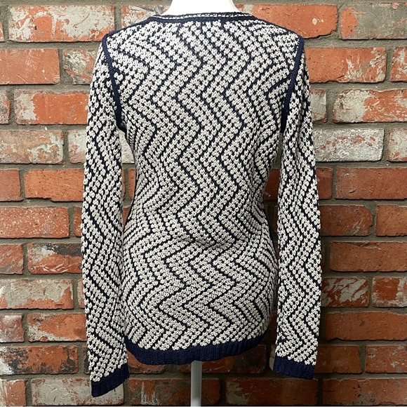 TORY BURCH Printed V-Neck Sweater XS - Picture 3 of 4